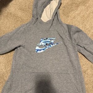 Nike Heather Gray Hoodie with White Logo Tag